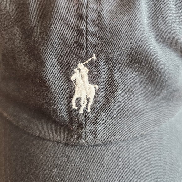 Polo Ralph Lauren 100% Cotton Baseball Cap Black Minimalist Adjustable Dad Hat - Picture 9 of 10